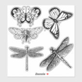 透明飛んでいる虫 シール (シート)