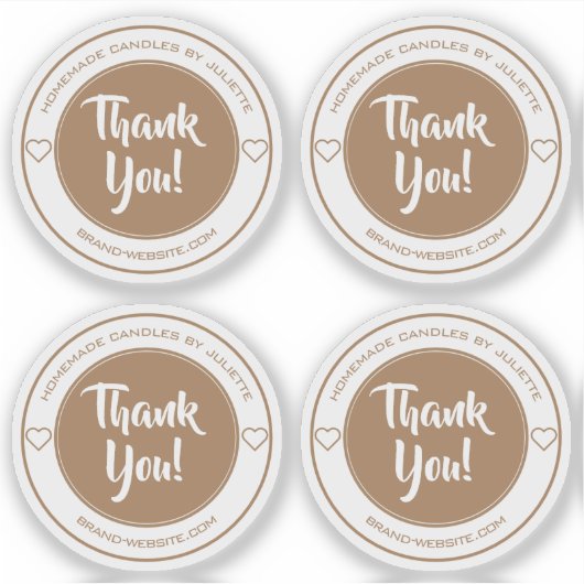 透明Kraftハートありがとうステッカーラベル シール (正面)