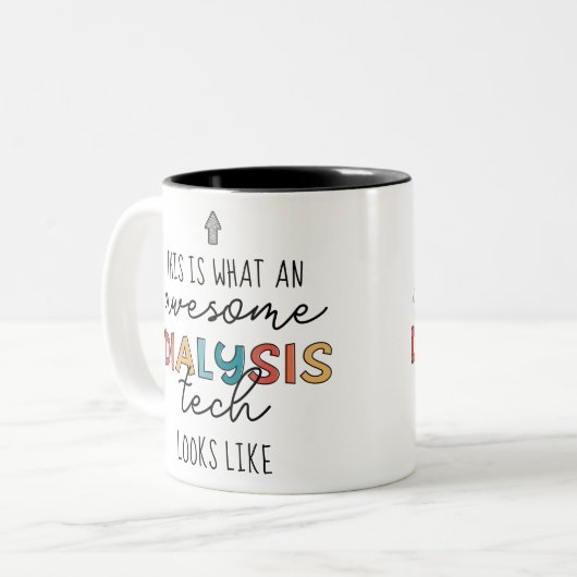 透析テクおもしろい素晴らし透析技術ギフト ツートーンマグカップ (正面左)