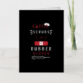 透析ナースコーヒースクラップ及びゴム手袋 箔グリーティングカード (正面)