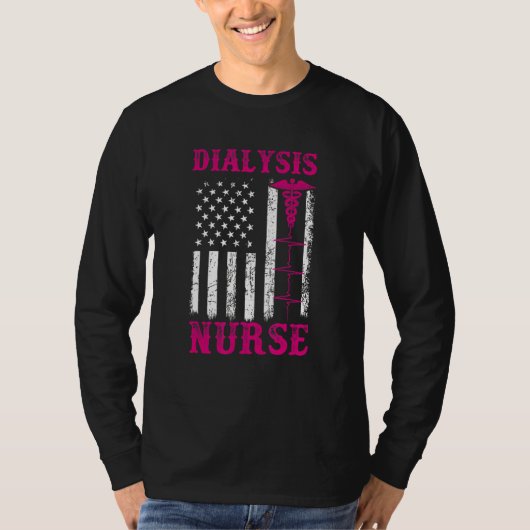 透析ナース米国旗透析技術者 Tシャツ (正面)
