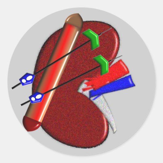 透析及び腎臓デザインギフト ラウンドシール (正面)