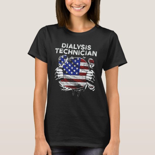 透析技師 ハンド オープン 腎臓内科 技術者 Tシャツ (正面)