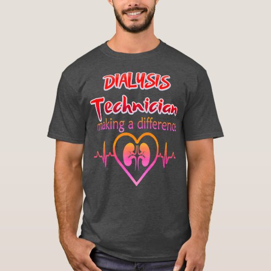 透析技師 看護師 - 腎臓の鼓動 Tシャツ (正面)