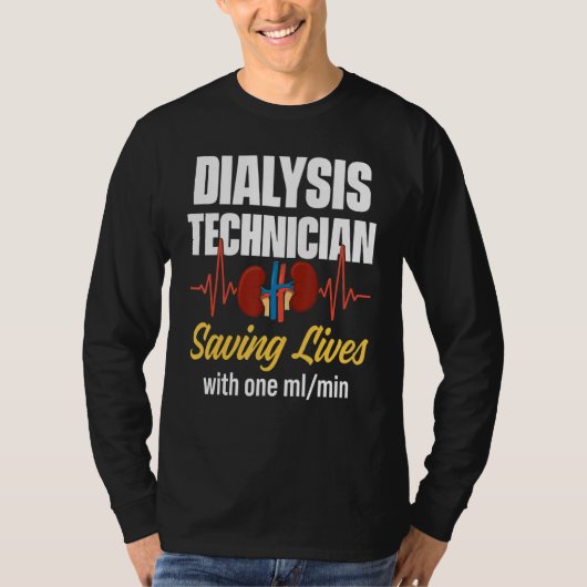 透析技術者1mL腎臓学テクノロジー1 Tシャツ (正面)