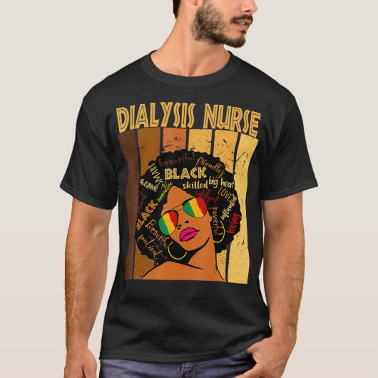 透析看護師 アフロ・アフリカ系アメリカ人 黒人歴史 Tシャツ (正面)