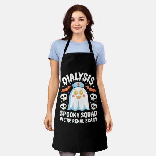 透析腎症ナースかわいいハロウィン不気味エス エプロン (着用した状態)