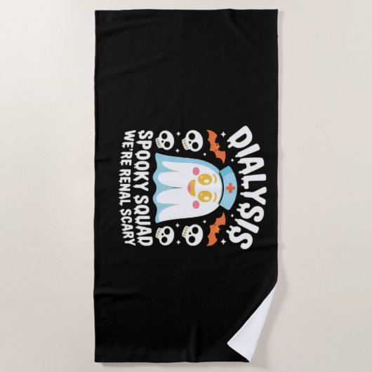 透析腎症ナースかわいいハロウィン不気味エス ビーチタオル (正面)