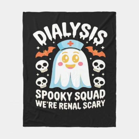 透析腎症ナースかわいいハロウィン不気味エス フリースブランケット (正面)