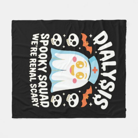 透析腎症ナースかわいいハロウィン不気味エス フリースブランケット (正面(横))