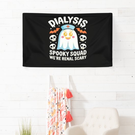 透析腎症ナースかわいいハロウィン不気味エス 横断幕 (インサイチュ)