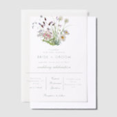 透澄ん明モダンの野結婚花 ベラム紙招待状 (オフセット)