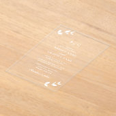 透澄ん明離れエレガント性モノグラム結婚ズ アクリル招待状 (レイダウン)