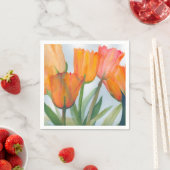 透絵画明なオレンジ色のチューリップ スタンダードカクテルナプキン (インサイチュ)