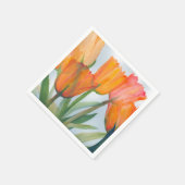 透絵画明なオレンジ色のチューリップ スタンダードカクテルナプキン (角)