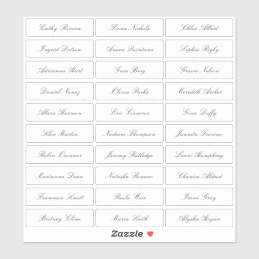 透過クラシックエレガントスクリプトゲスト名 シール (シート)