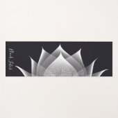 透過的なロータス ブラック＆ホワイト フラワーテンプレート ヨガマット (正面(横))