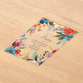 透鮮やか明なメキシカンの結婚花 アクリル招待状 (レイダウン)