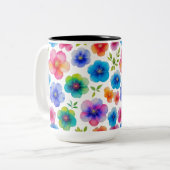 「透鮮やか明の水カラー開花 | フローラ ツートーンマグカップ (正面左)