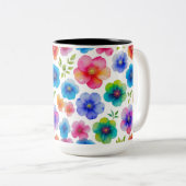 「透鮮やか明の水カラー開花 | フローラ ツートーンマグカップ (正面右)