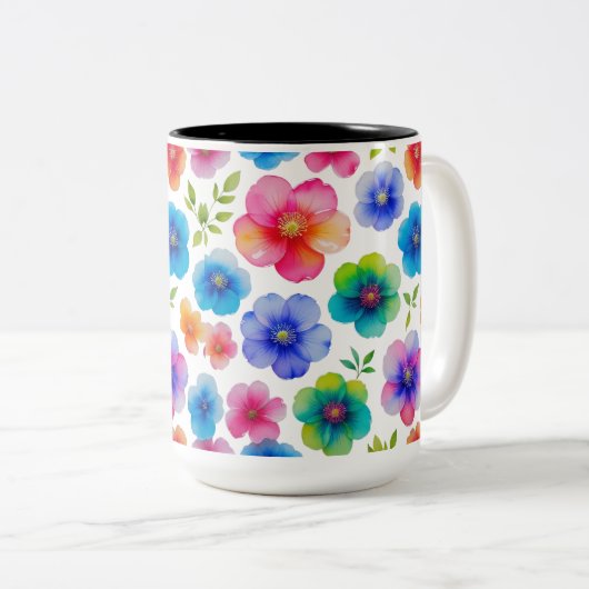 「透鮮やか明の水カラー開花 | フローラ ツートーンマグカップ (正面右)