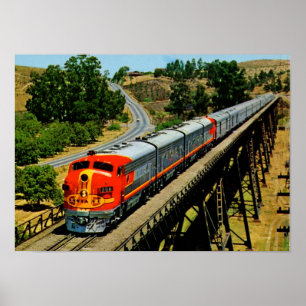 途中でサンフランシスコの主な列車のヴィンテージ ポスター