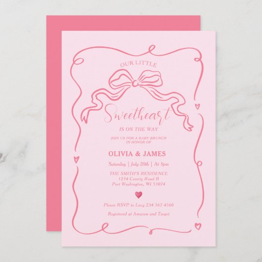 途中でピンク色の手を少し甘く描いた 招待状 (正面/裏面)