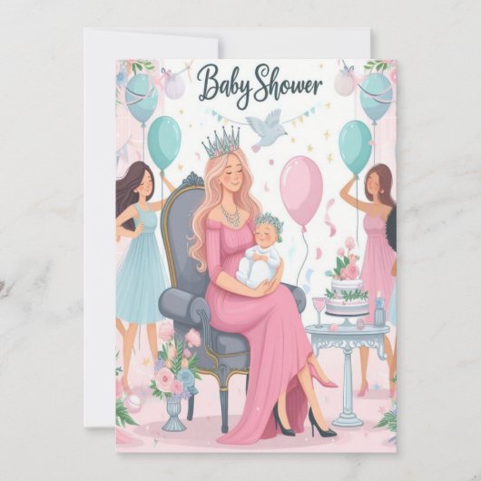 途中で喜びのバンドル!ベビーシャワーセレブに参加 案内状 (正面)