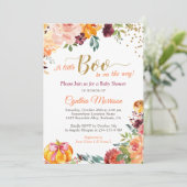 途中で少しブー金ゴールド秋の赤ちゃんシャワー 招待状 (スタンド正面)