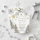 途中で少し雪の結晶、ベビーシャワー 招待状