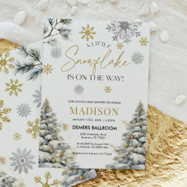 途中で少し雪の結晶、ベビーシャワー 招待状