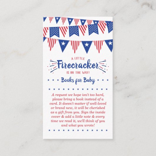 途中で爆竹を!7月4日の赤ちゃんシャワー エンクロージャーカード (正面)