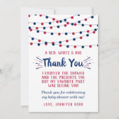 途中で爆竹を!7月4日の赤ちゃんシャワー サンキューカード (正面)