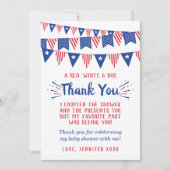 途中で爆竹を!7月4日の赤ちゃんシャワー サンキューカード (正面)