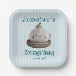 途中で青かわいい小さな餃子 ペーパープレート