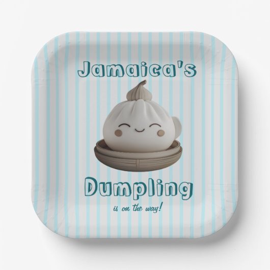 途中で青かわいい小さな餃子 ペーパープレート (正面)