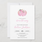 途中のように小さなカボチャを甘くピンクにするベビー 招待状 (正面)