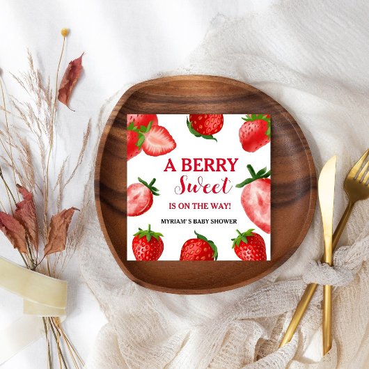 途中のイチゴのベリー甘い赤ちゃんシャワー スタンダードカクテルナプキン