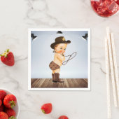 途中のカウボーイ赤ちゃんシャワー スタンダードカクテルナプキン (インサイチュ)