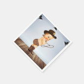 途中のカウボーイ赤ちゃんシャワー スタンダードカクテルナプキン (角)