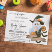 途中のカボチャ魔女の赤ちゃんシャワーハロウィーン 招待状