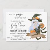 途中のカボチャ魔女の赤ちゃんシャワーハロウィーン 招待状 (正面)