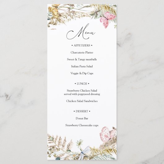 途中のバタフライが「ぼほ」ベビーシャワーメニュー メニュー (正面)