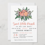 途中のベビーシャワーに出る甘い小さな桃 招待状 (正面)