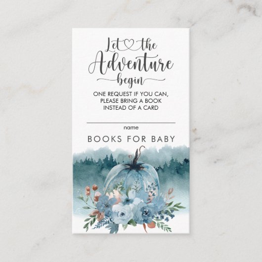 途中のリトルカボチャ青い本のベビー エンクロージャーカード (正面)