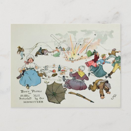 途中の丘の上のボーアのピクニックが乱れた ポストカード (正面)