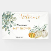 途中の小さなカボチャ秋の赤ちゃんシャワー 横断幕 (横)