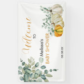 途中の小さなカボチャ秋の赤ちゃんシャワー 横断幕 (縦)