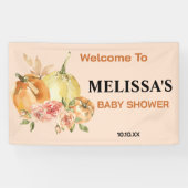 途中の小さなカボチャ秋の赤ちゃんシャワー 横断幕 (横)