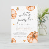 途中の小さなカボチャ秋赤ちゃんシャワー 招待状 (スタンド正面)